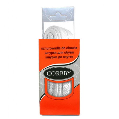 Шнурки для обуви 100см. плоские (024 - белые) CORBBY арт.corb5308c